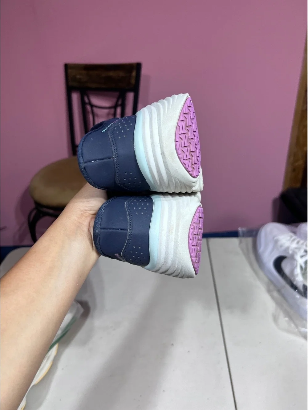 Skechers Max Cushioning Slip-Ins Women's Athletic Shoes Navy and Pink